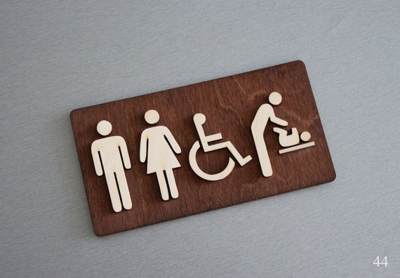 Toilet Door Sign Wc Sign Restroom Door Sign Toilet Decor Etsy
