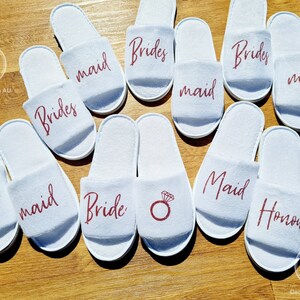 Bride and Ring Slippers, Bridal Party and Personalised Slippers for your wedding day or pamper day