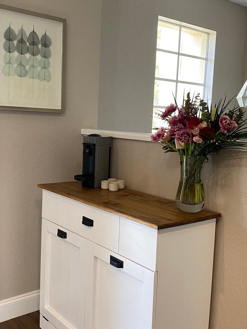 Trash Can Cabinet Double Trash Bin Tilt Out Door & Single ...