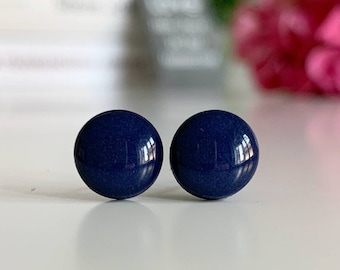 Navy Blue Earring Studs, Minimalist  studs blue, Titanium studs, Navy Blue Earrings, Hypoallergenic studs, Dark blue studs, Minimal studs