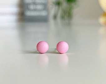 Tiny pink stud earrings, Minimalist 4 mm studs, Titanium earrings pink, Kids earrings hypoallergenic, Light pink studs, Lovely studs pink