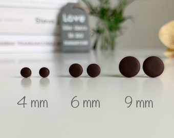 Brown stud earrings, Simple earrings dark brown, Mens studs everyday, Chocolate brown earring studs, Autumn earrings, Autumn simple jewelry