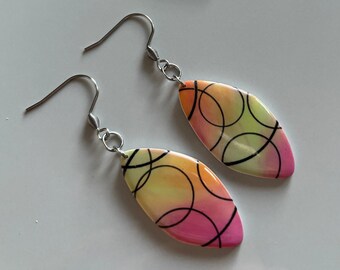 One of a kind spring/summer earrings dangle, hypoallergenic, colorful earrings, unique earrings for gift, rainbow earrings everyday