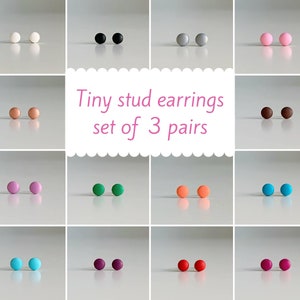 Tiny stud earrings set of 3, Titanium earrings, 4 mm studs, Tiny studs set, Minimalist earrings for her, Hypoallergenic post, Kids earrings