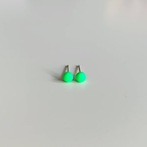 Neon green post earrings, Titanium earrings, Party earrings, Neon green earrings, LGBT earrings, Rave earrings neon green, Neon jewelry image 4