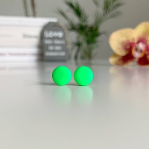 Neon green post earrings, Titanium earrings, Party earrings, Neon green earrings, LGBT earrings, Rave earrings neon green, Neon jewelry image 7