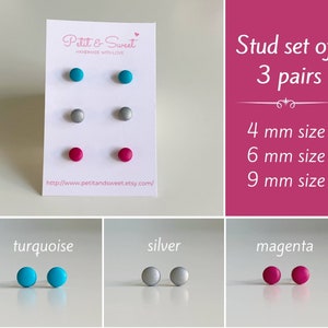かわいいスタッドピアス 3 個セット、キッズジュエリー、チタンピアス 3 個セット、小さなスタッド、彼女用ピアスセット、ミニマリストギフト、プチでスイート