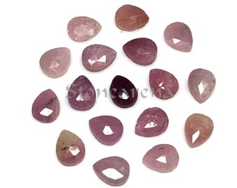 Pink Sapphire Rose Cut Faceted Lot, Natural Sapphire Pear Faceted Gemstone, 8x6 MM, Sapphire Rose Cut Gemstone, 10 Piece Lot,