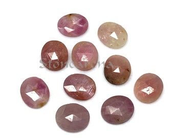 Lot de saphirs roses taillés en rose, saphir naturel ovale à facettes, 12 x 10 mm, saphir rose taillé en rose, lot de 5 pièces,