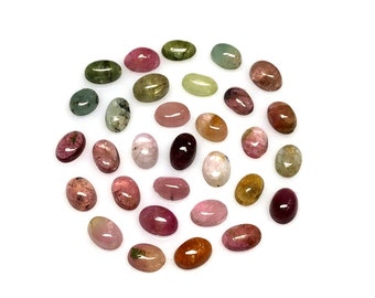 Size- 7x5 to 8x6 MM Loose Cabochon Multi Tourmaline Cabochon Lot 12 CTS Natural Multi Tourmaline Oval Cabochon Lot Smooth Gemstone AAA