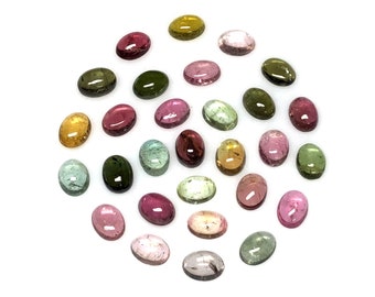 Size- 7x5 to 8x6 MM Loose Cabochon Multi Tourmaline Cabochon Lot 12 CTS Natural Multi Tourmaline Oval Cabochon Lot Smooth Gemstone AAA