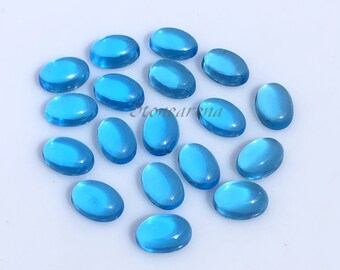 Swiss Blue Quartz Cabochon Gemstone, Oval Shape Swiss Blue Quartz Loose Gemstone, Ring Size Blue Quartz Gemstone,