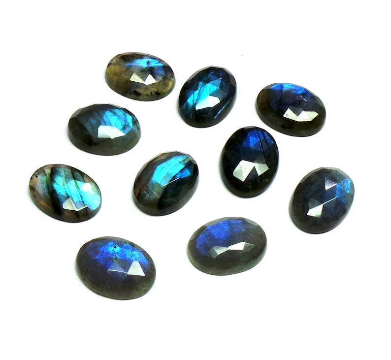5 psc Lot. Labradorite Rose Cut Cabochon 20x15 mm Natural Blue Fire Labradorite Cabochon Labradorite Oval Cut Cabochon 73 Cts