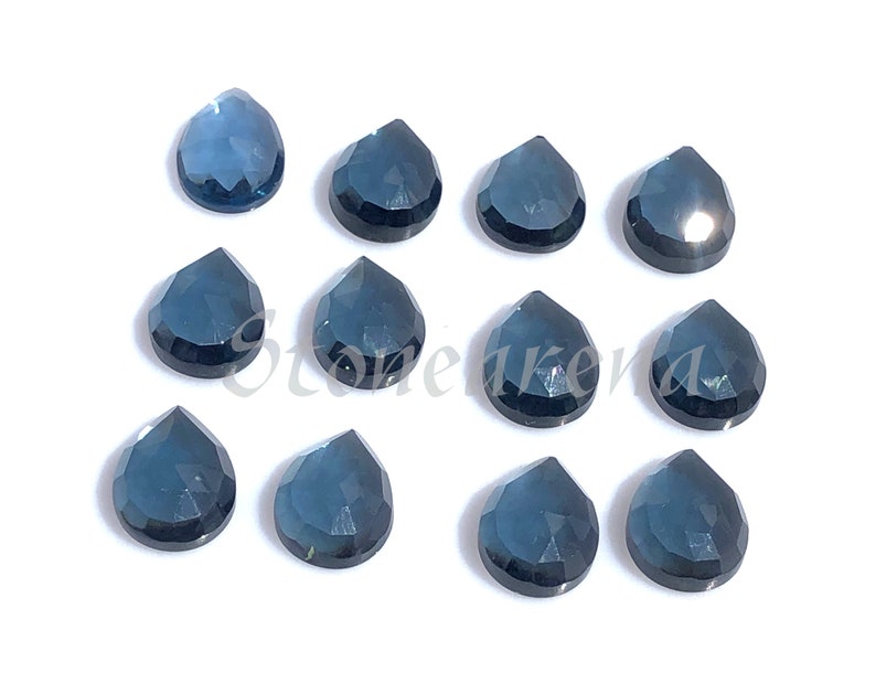 10x8 mm. London Blue Quartz Cut Loose Gemstone London Blue Quartz Pear Rose Cut Cabochon Lot London Blue Quartz Faceted Gemstone Lot