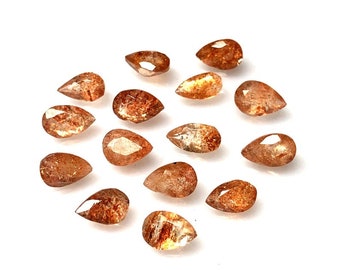 Natural Orange Sunstone Faceted Gemstone, Pear Shape Sunstone Cut Gemstone, Ring Size Sunstone For Making Jewelry, 19 Pcs Lot, 8x4-10x7 MM,