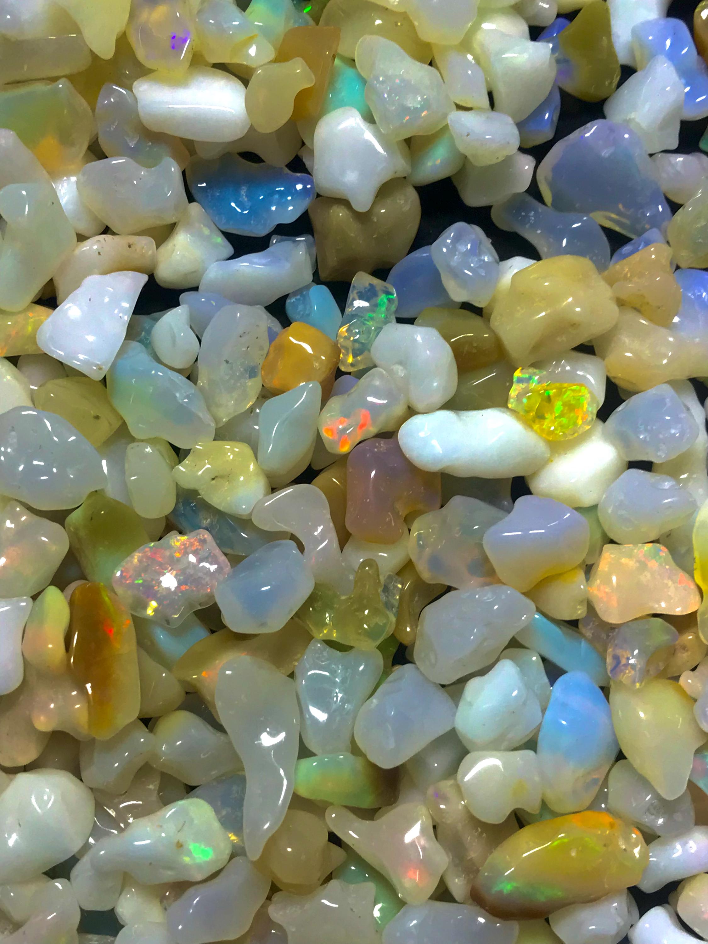 Natural Ethiopian Opal Rough: Multi Fire Crystal Chunks (5-18mm