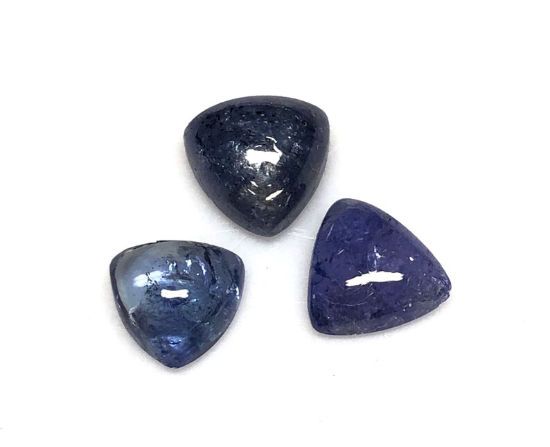 Natural Tanzanite cabochons on Antiqued Sterling Silver settings