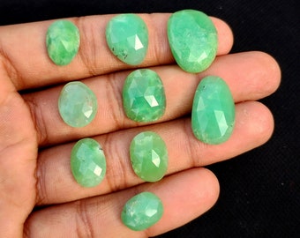 Top Quality Chrysoprase Rose Cut Gemstone Mix Shape Chrysoprase Faceted Gemstone Natural Chrysoprase Wholesale Price Lot, 52.00 CRT,