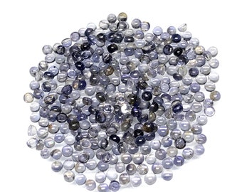 Natural Iolite Cabochon Gemstone, Round Shape Iolite Gemstone, Ring Size Iolite Loose Gemstone, 3x3 mm, 30 Psc Lot.