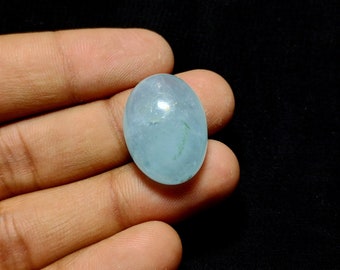 31.50 CRT, Stabilized Aquamarine Cabochon Oval Gemstone, Pendant Size Aquamarine Loose Gemstone, Stabilized Aquamarine For Gift,