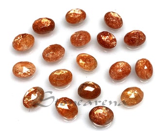 11 CRT, Natural Orange Sunstone Rose Cut Gemstone, Oval Shape Sunstone Cut Stone, Pendant Size Sunstone Birthstone, 8x6 MM, 10 Pcs Lot,