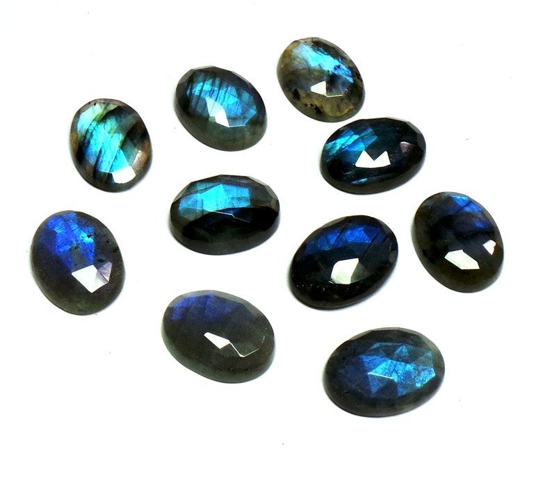 5 psc Lot. Labradorite Rose Cut Cabochon 20x15 mm Natural Blue Fire Labradorite Cabochon Labradorite Oval Cut Cabochon 73 Cts