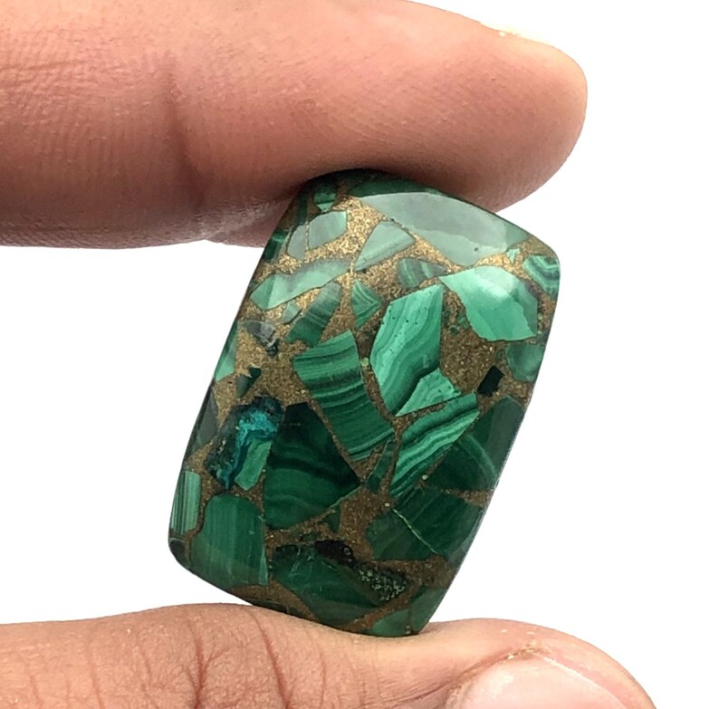 Copper Malachite Designer Cabochon Copper Malachite Smooth Cabochon e Gemstone. 32 Cts 27x18 mm Copper Malachite Rectangle Cabochon