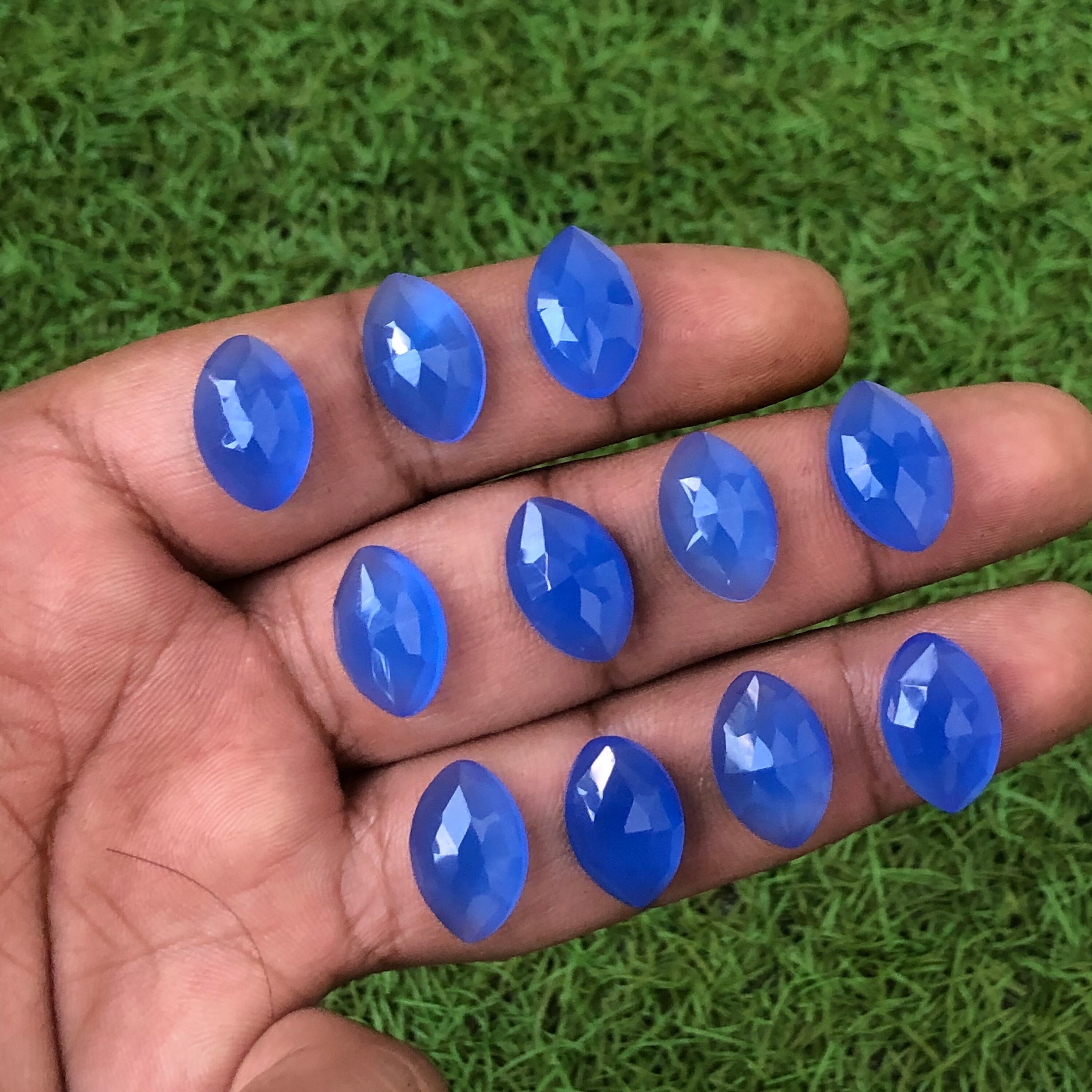 Blue Chalcedony Rose Cut Marquise Gemstone: Jewelry Making