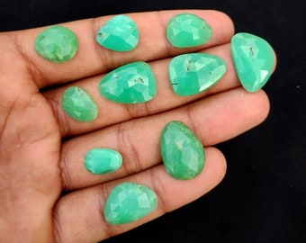 Top Quality Chrysoprase Rose Cut Gemstone Mix Shape Chrysoprase Faceted Gemstone Natural Chrysoprase Wholesale Price Lot, 61.00 CRT,