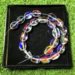 Rainbow Fire Quartz Beads: Tumble Shape Gems, 8 Inch Strand
