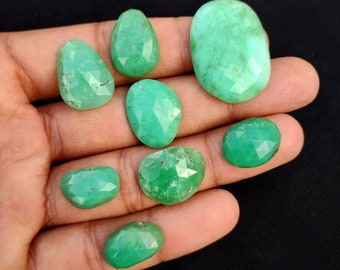 Top Quality Chrysoprase Rose Cut Gemstone Mix Shape Chrysoprase Faceted Gemstone Natural Chrysoprase Wholesale Price Lot, 80.00 CRT,