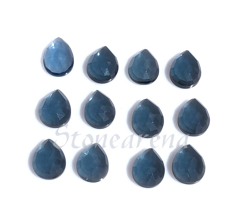10x8 mm. London Blue Quartz Cut Loose Gemstone London Blue Quartz Pear Rose Cut Cabochon Lot London Blue Quartz Faceted Gemstone Lot