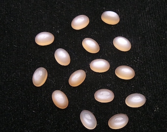 5 CRT Natural Peach Moonstone Cabochon Gemstone, Oval Shape Moonstone Ring Size Loose Gemstone, For Making Jewelry, 6x4 MM 10 Pcs Lot,