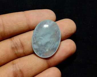 40.00 CRT, Stabilized Aquamarine Cabochon Oval Gemstone, Pendant Size Aquamarine Loose Gemstone, Stabilized Aquamarine For Gift,