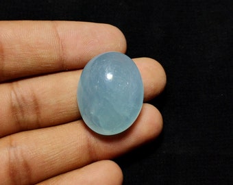 52.50 CRT, Stabilized Aquamarine Cabochon Oval Gemstone, Pendant Size Aquamarine Loose Gemstone, Stabilized Aquamarine For Gift,