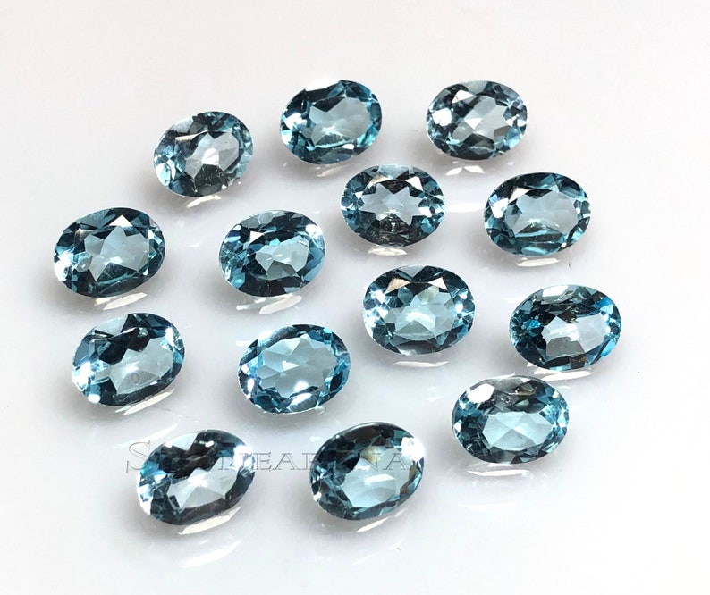 Loose Blue Topaz Cut Cabochon 9x7 Mm Natural Sky Blue Topaz Etsy