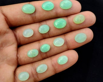 Natural Green Chrysoprase Cabochon Gemstone, Oval Shape Chrysoprase Ring Size Gemstone, Smooth Chrysoprase Loose Gemstone Jewelry, 33.50 CT,