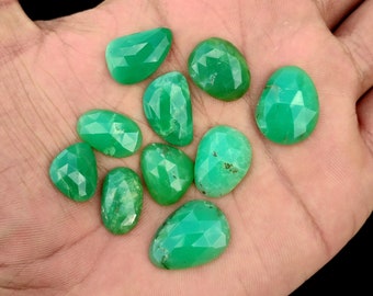 Top Quality Chrysoprase Rose Cut Gemstone Mix Shape Chrysoprase Faceted Gemstone Natural Chrysoprase Wholesale Price Lot, 63.50 CRT,