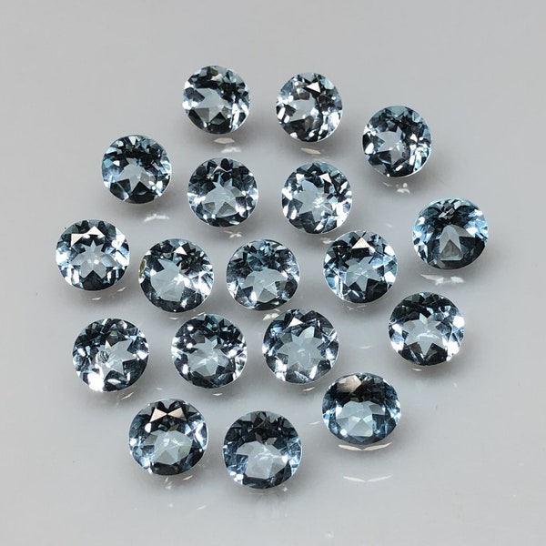 Natural Sky Blue Topaz Faceted Gemstone, Round Shape Sky Blue Topaz Brilliant Cut Gemstone, 8x8, MM For Making Jewelry, 10 Piece Lot,