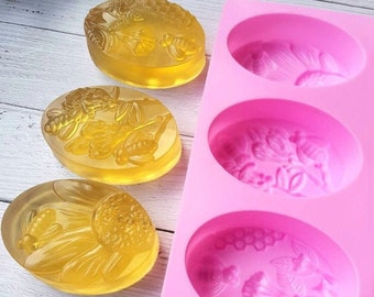 Oval Bee Honeycomb silicone soap mold soap mold silicone molds plaster mold Ice mold silicone mold resin mold candle mold