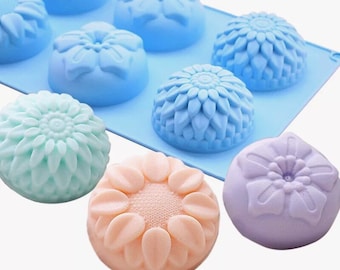 6 cavities Flower silicone soap mold bear soap mold silicone molds flower plaster mold Ice mold silicone mold resin mold candle mold