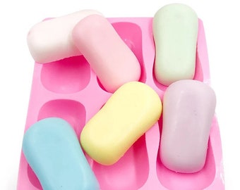 6 cavities Basic Oval silicone soap mold Oval soap mold silicone molds Oval plaster mold Ice mold silicone mold resin mold candle mold