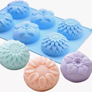 6 cavities Flower silicone soap mold bear soap mold silicone molds flower plaster mold Ice mold silicone mold resin mold candle mold
