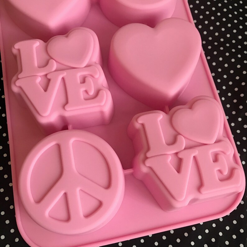 6 Cavities Love Heart Silicone Soap Mold Love Heart Soap Mold Etsy