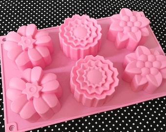 Type 2 - 6 cavities Flower silicone soap mold soap mold silicone molds flower plaster mold Ice mold silicone mold resin mold candle mold