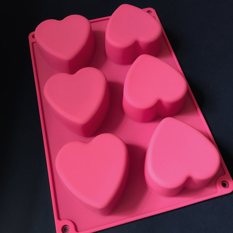 6 Cavities Hearts Silicone Soap Mold Heart Soap Mold Heart Etsy