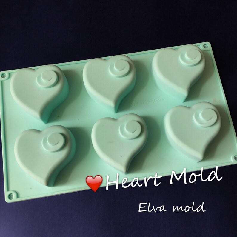 Type 2 6 Cavities Hearts Silicone Soap Mold Heart Soap Mold Etsy