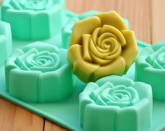 6 cavities Rose Flower silicone soap mold bear soap mold silicone molds Rose plaster mold Ice mold silicone mold resin mold candle mold