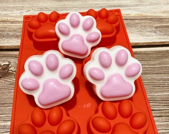 6 cavities cat paw silicone soap mold paw soap mold silicone molds paw chocolate mold paw candle mold silicone paw mold cat mold