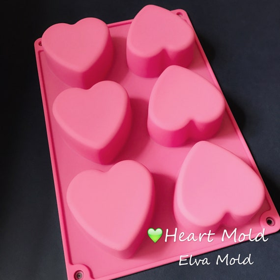 6 Cavities Hearts Silicone Soap Mold Heart Soap Mold Heart
